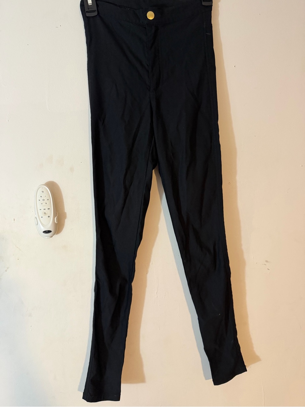 Divided by H&M Women's Dress Pants Black Solid Flat Front Button Viscose Size 4